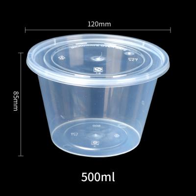 500ml round disposable plastic food packing box