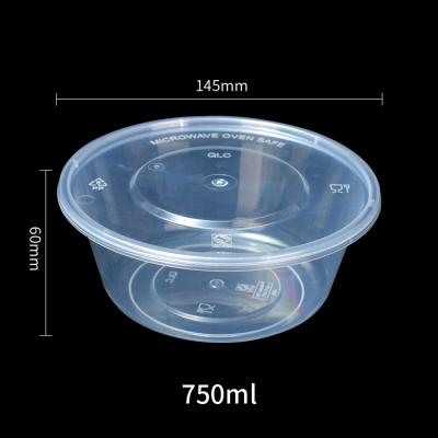 750ml round disposable plastic food packing box