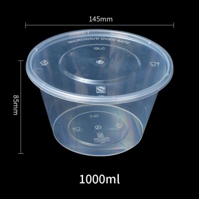 1000ml round disposable plastic food packing box