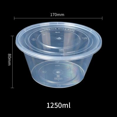 1250ml round disposable plastic food packing box