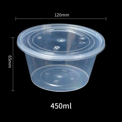 450ml round disposable plastic food packing box