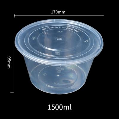 1500ml round disposable plastic food packing box