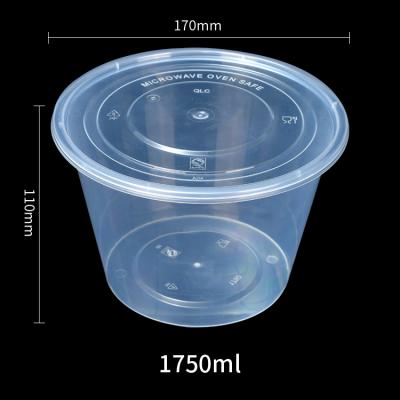 1750ml round disposable plastic food packing box