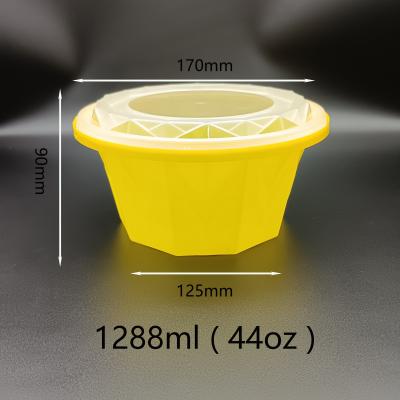 1288ml Diamond New Disposable Plastic Food Packaging Round Bowl