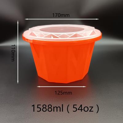 1588ml Diamond New Disposable Plastic Food Packaging Round Bowl