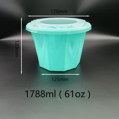 1788ml Diamond New Disposable Plastic Food Packaging Round Bowl