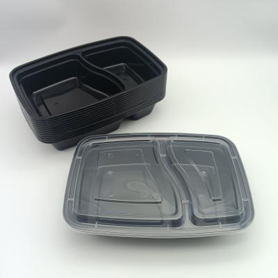 Boîte à lunch jetable en plastique à double compartiment 