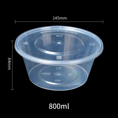 Boîte ronde d'emballage alimentaire jetable en plastique de 800ml